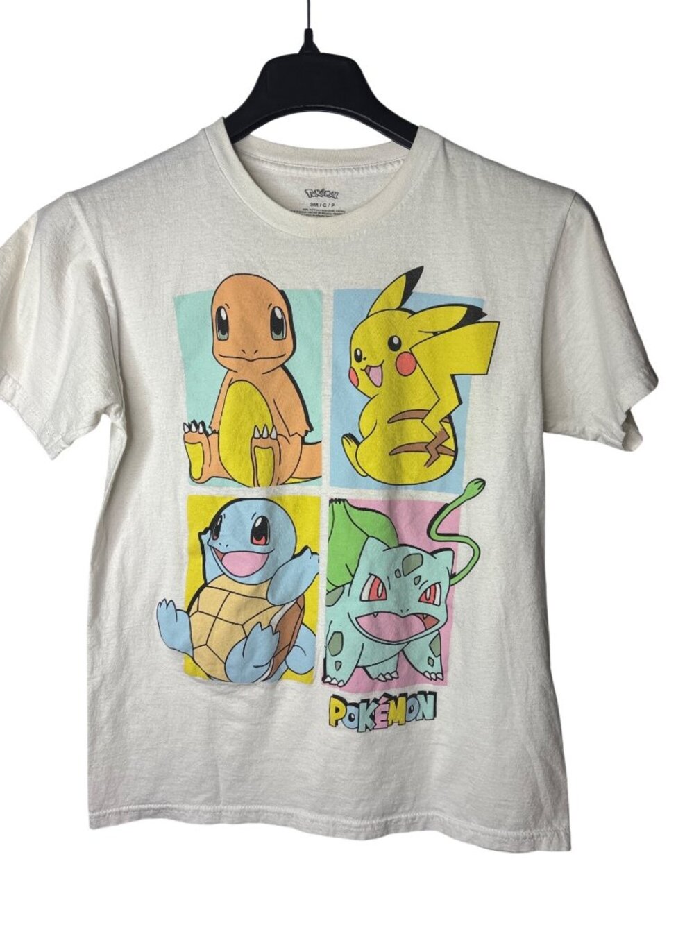 Pokemon Mens T-Shirt Size S Graphic Tee Charmander Pickachu Squirtle Bulbasaur